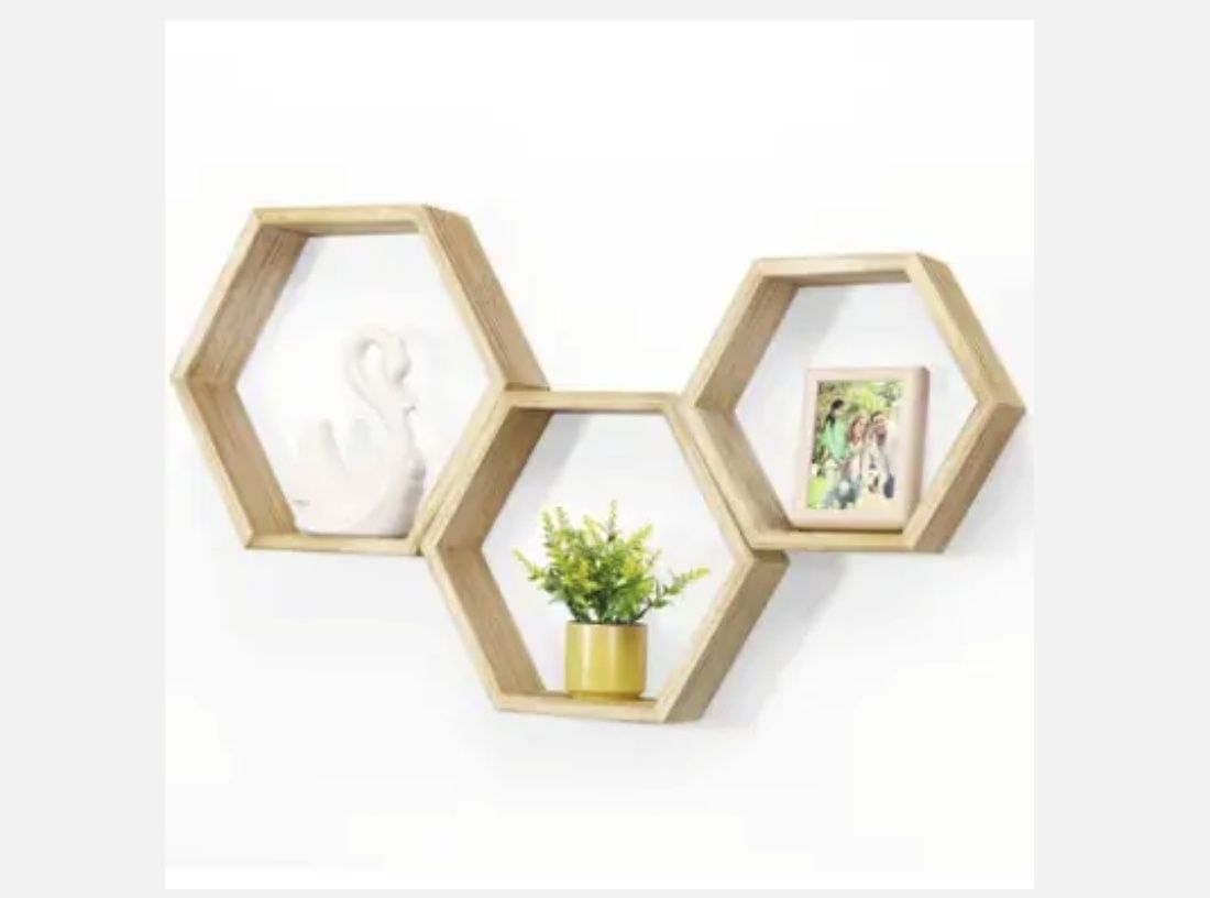 Vând set 3 rafturi hexagonale