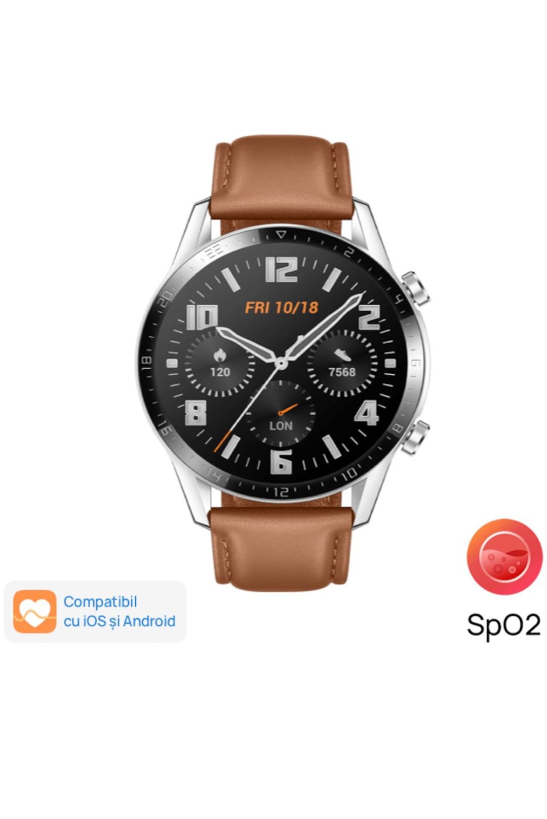 Ceas Smartwatch Huawei Watch GT 2, 46mm, Pebble Brown