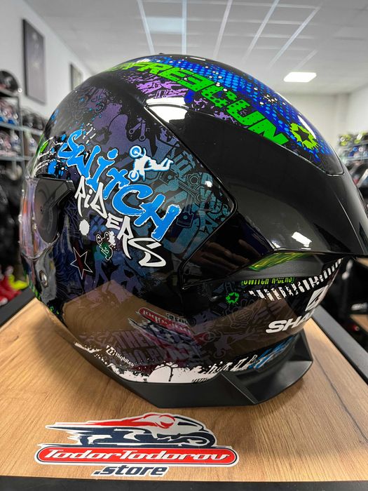 Мото каска за мотор  SHARK SKWAL2 NOXXYS  М 57-58 ,очила,Led светлини