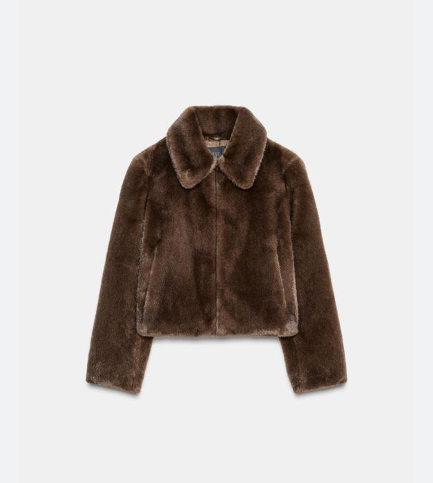 Палто с изкуствен косъм M