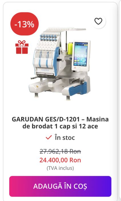NOUA !!! Masina de brodat 1 cap si 12 ace GARUDAN GES/D-1201