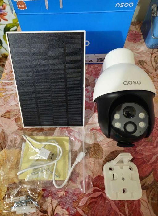 AOSU 3K Wi-Fi външна камера 5MP 360° със слънчев панел и проследяване