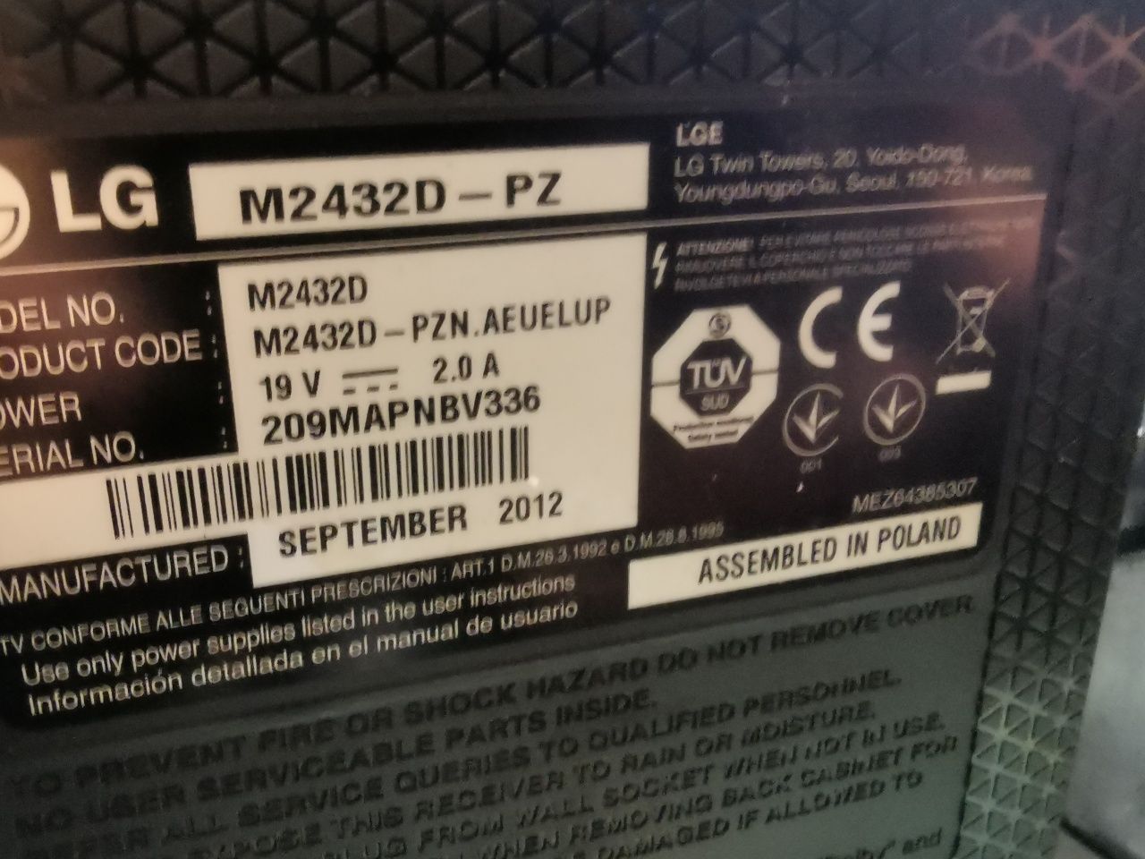 Телевизор/монитор LG 24 FULL HD