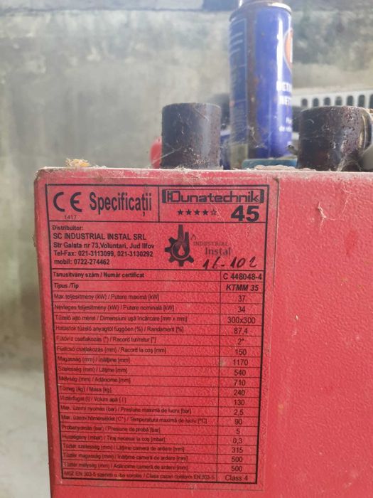 Centrala pe lemne Dunatechnik 37kw Nefolosita