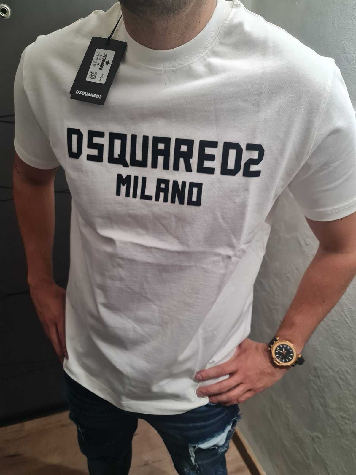 Тениска DSQUARED2 НАЙ-ВИСОК КЛАС *бяла/черна*