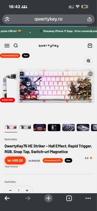 Tastatura Mecanica QWERTYKEY Hall Effect