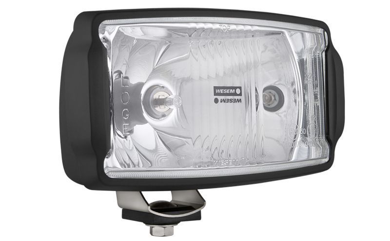Proiector auto Wesem 12/24V cu bec H3 si pozitie 4W, dimensiuni 220x123x120 mm, carcasa neagra, geam clar, cu lumina de drum, 1 buc.