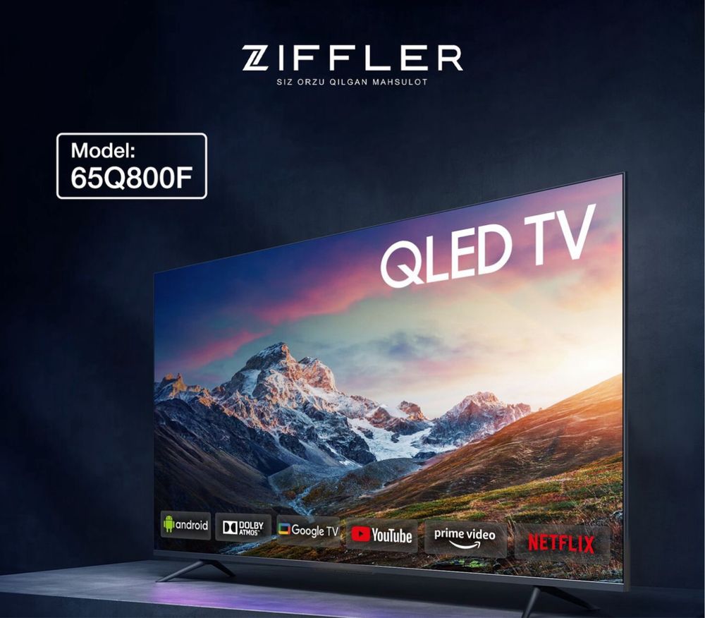 Телевизор Qled Ziffler 4K NEW SMART. Доставка БЕСПЛАТНО!