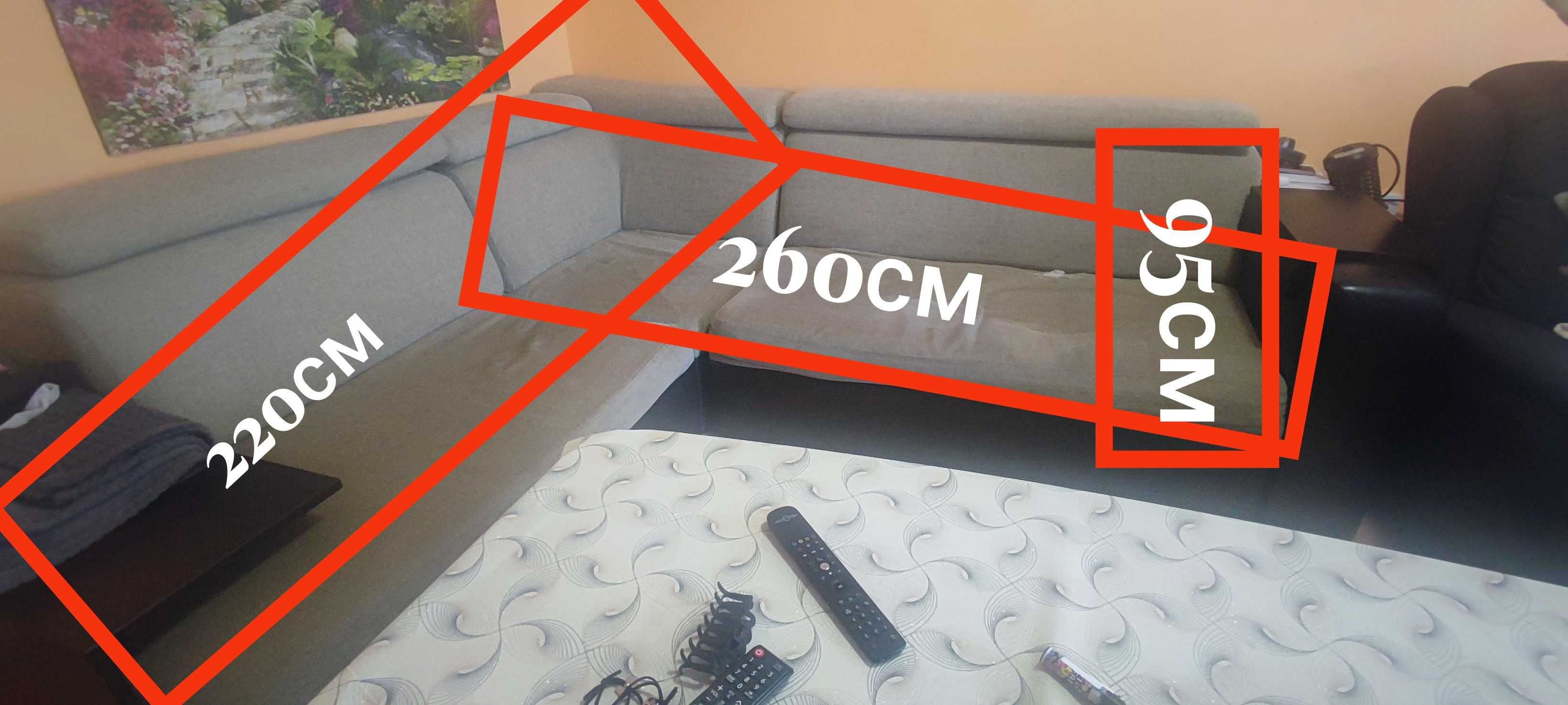 Ъглов разтегателен диван с функция сън – 260x220 см