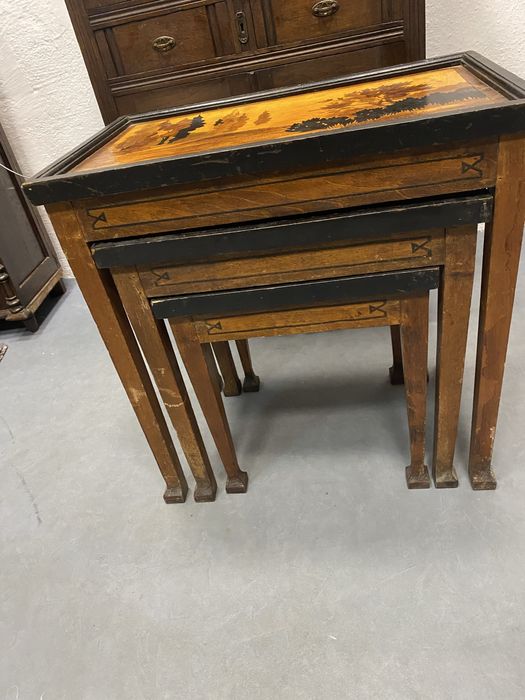 Винтидж масички маркетри 3 бр пейзажи 1940 те Западна Европа