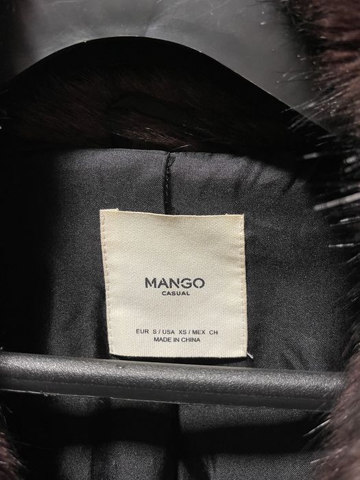 Палто с косъм Mango с подарък дънки Зара