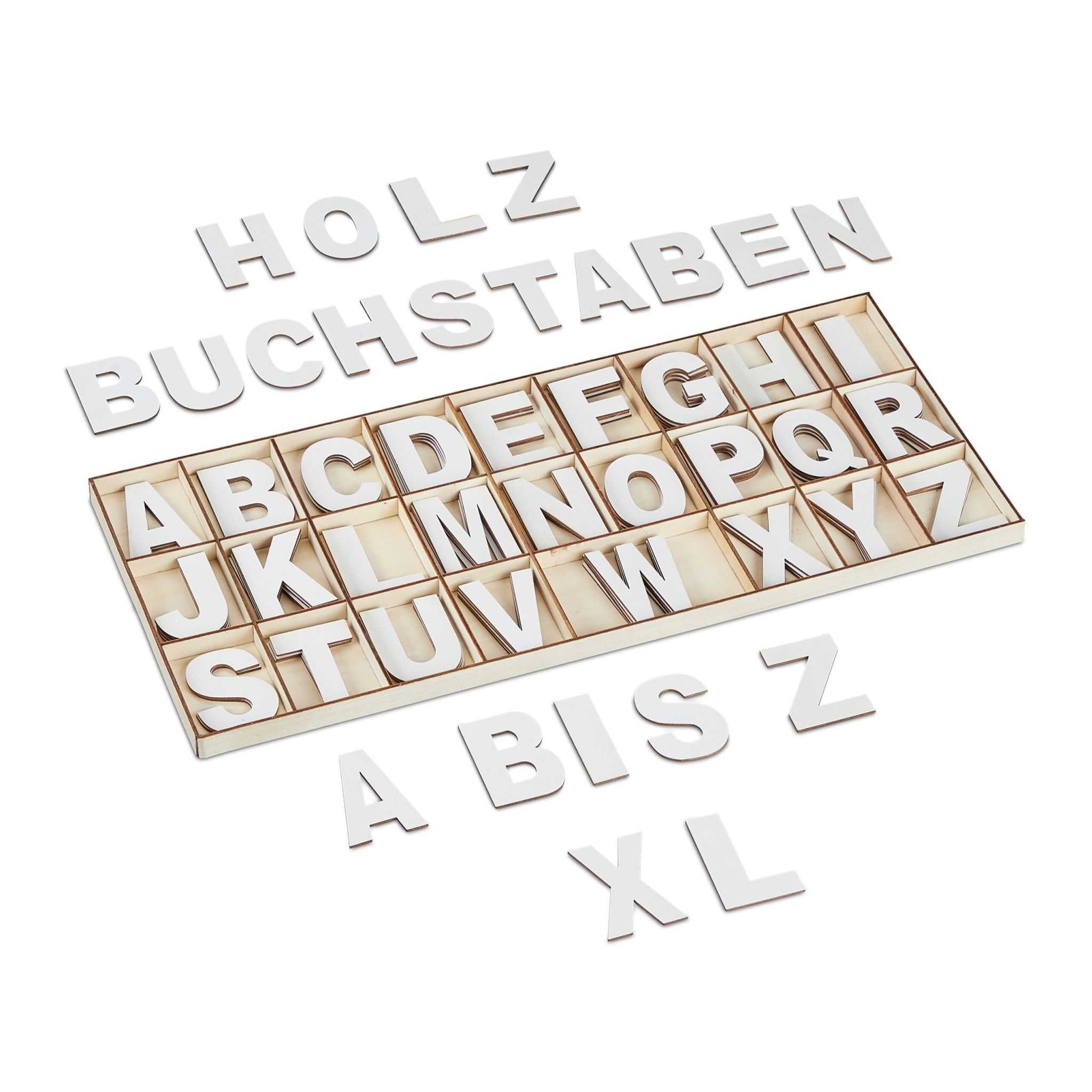 Set litere din lemn 104 piese A-Z, 5 cm inaltime artizanat & decorativ