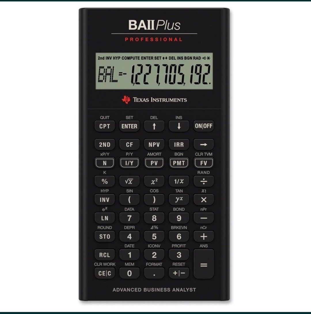 Texas Instruments BA II Plus professional финансовый калькулятор. CFA