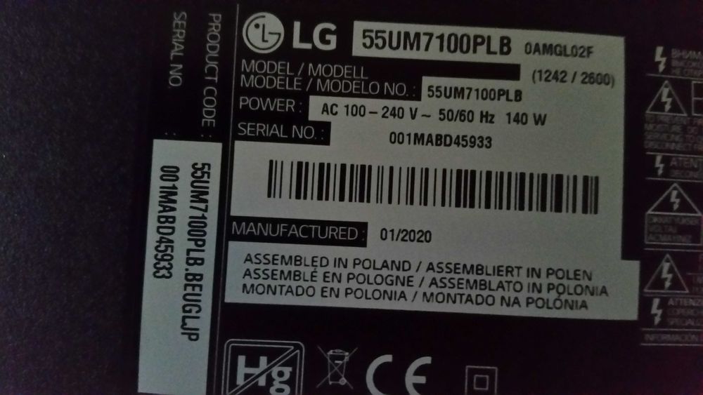 tlelevizor lg 55 inch cu ecran spart