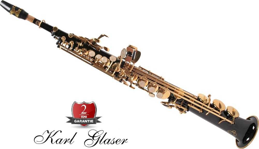 Saxofon Sopran NOU Karl Glaser Saxophone drept Si b Negru+Auriu