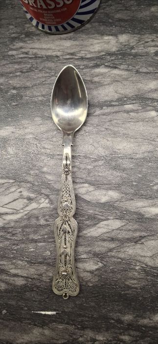 Антична сребърна лъжичка 17см