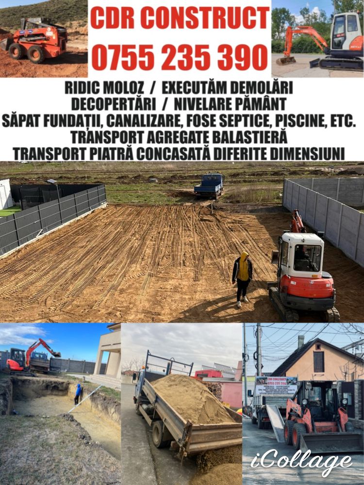 Moloz, demolari,sapaturi,balast,nisip,pamant nisipos,criblura