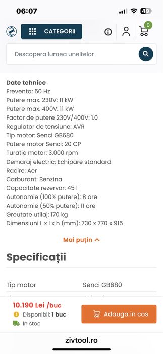 Generator 11-14kw aproape nou