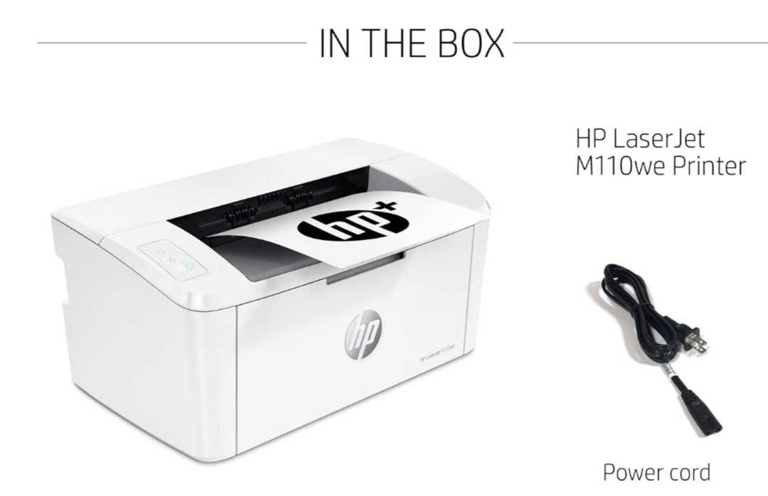 Безжичен черно-бял принтер HP LaserJet M110we с HP+ чисто нов