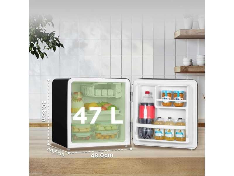 Ретро Мини Хладилник Comfee RCD50BL2EURT(E), 47L, Черен