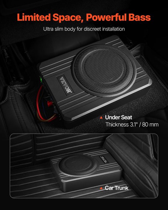 Subwoofer Auto Slim 400W,203mm,Amplificator Integrat