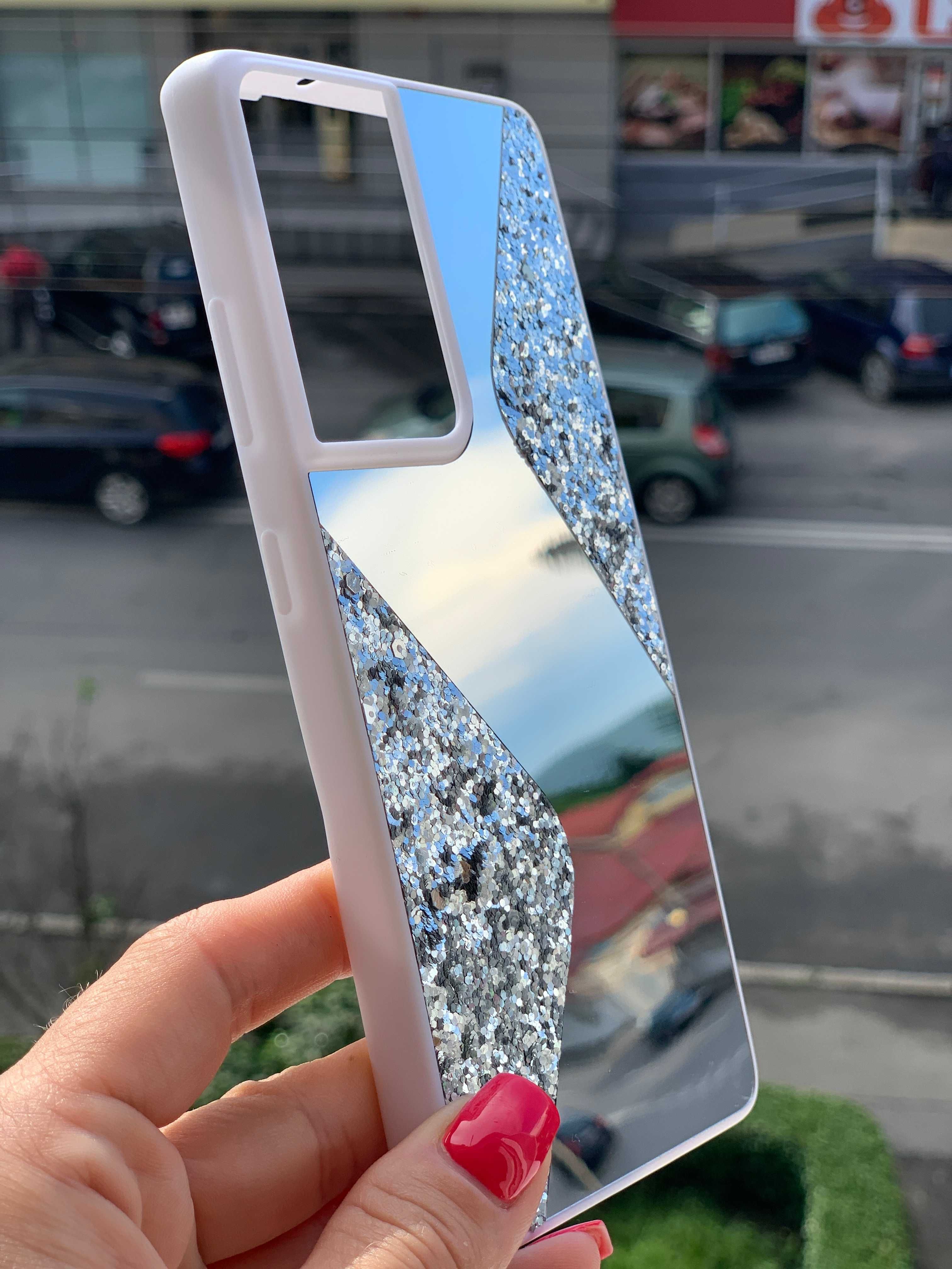 Husa oglinda cu sclipici pentru Samsung Galaxy S21 Plus / S21 Ultra 5G