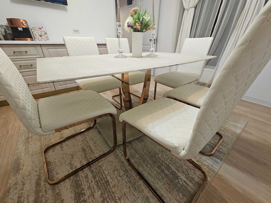 Set masă din sticla securizata cu 6 scaune