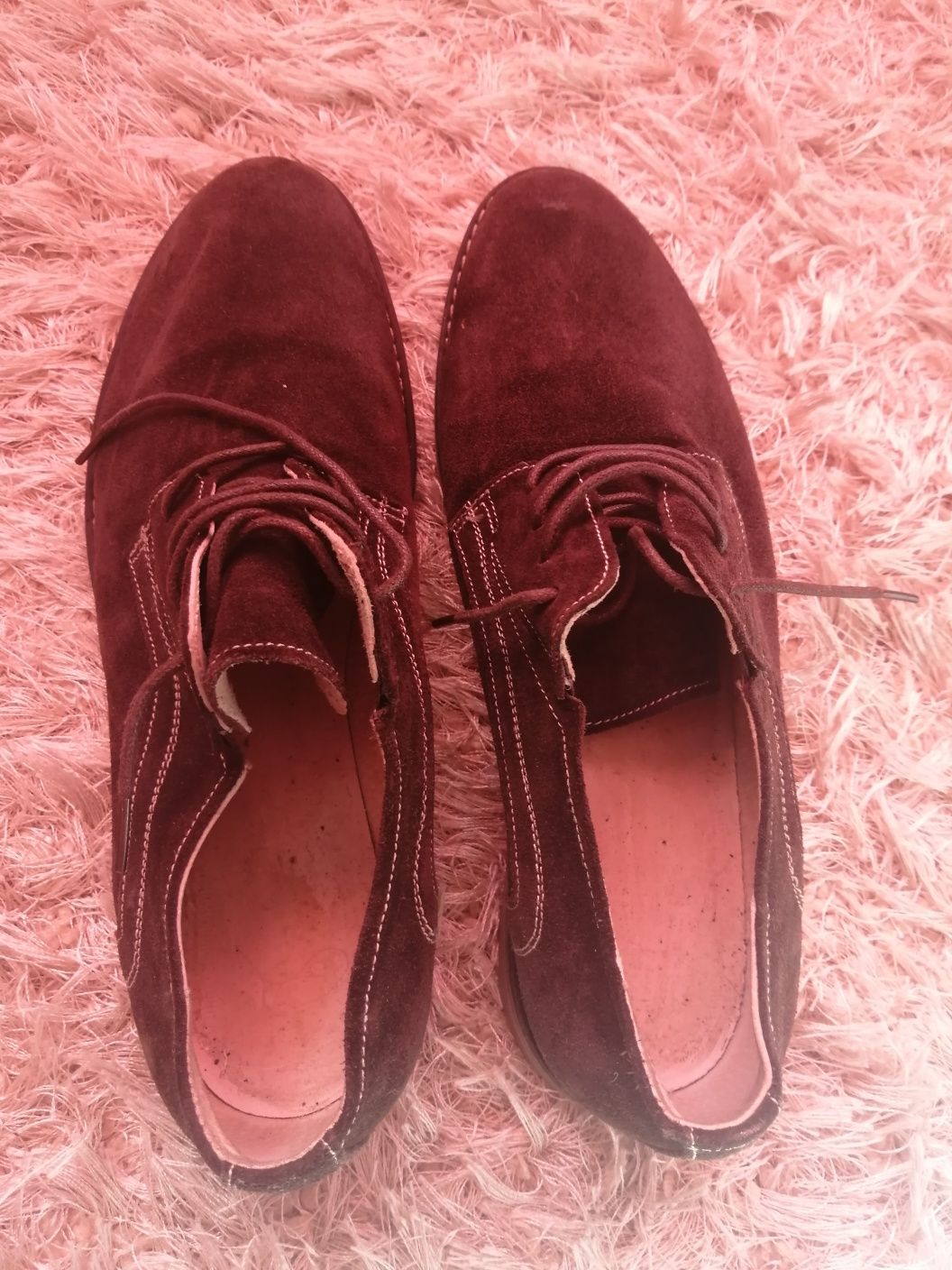 Pantofi piele întoarsă culoare maro