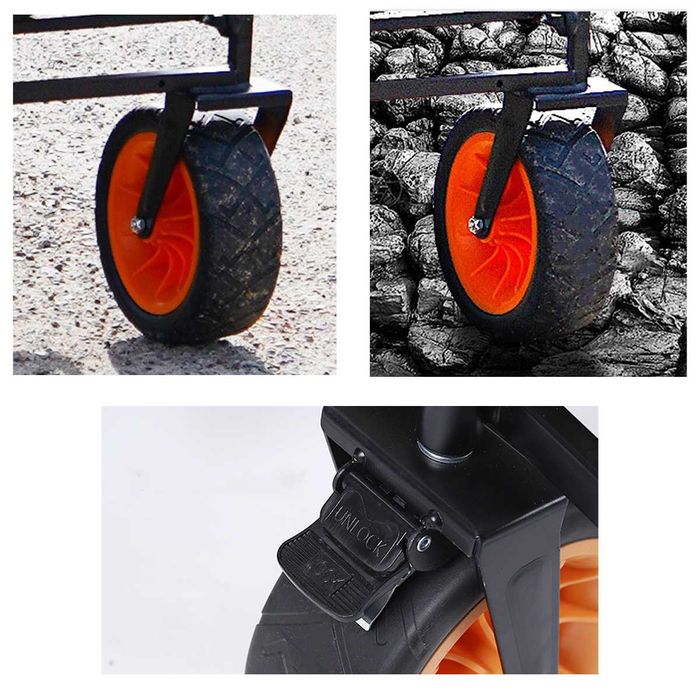 Къмпинг сгъваема количка гуми плаж пясък гора пренасяне транспорт