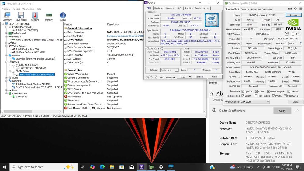 Gaming OMEN by HP i7 16GB RAM 512GB SSD 1TB HDD GTX 960M 4GB