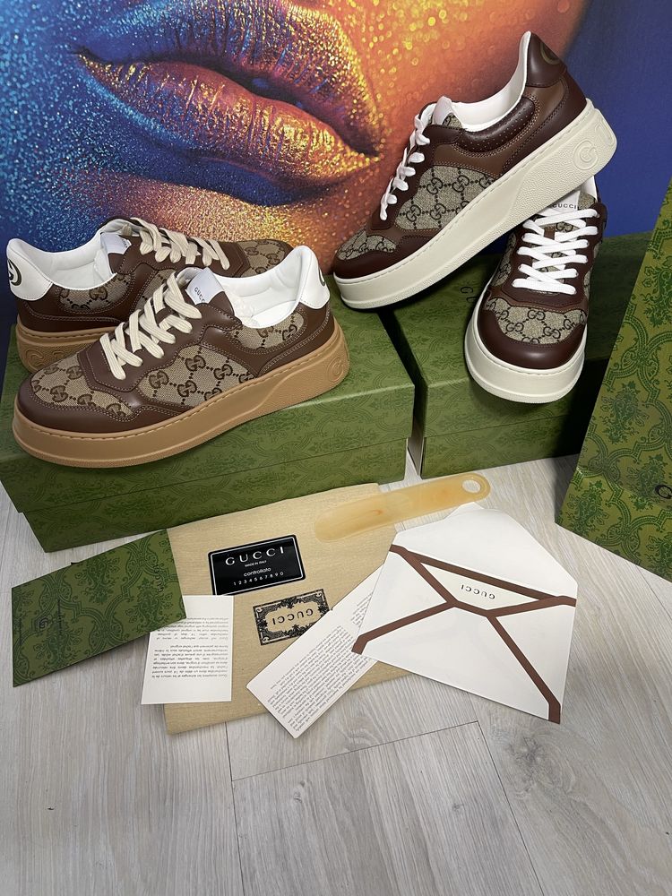 Adidasi Gucci GG piele naturala 100% Full Box colectie noua