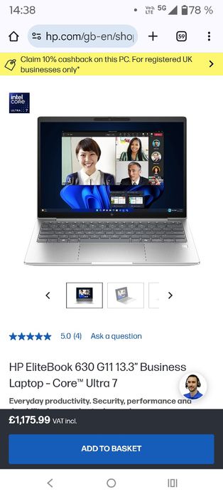 Super preț laptop HP Elite Ultra7 13.3' touchscreen 32Gb RAM 256Gb M2