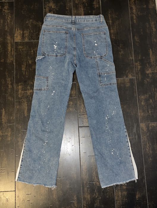 Jeans Blugi Unici Evazați/Drepti cu Buzunare Laterale