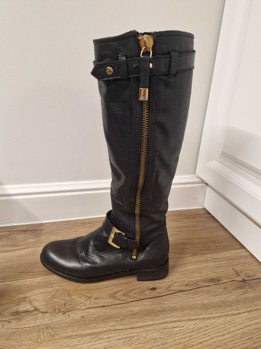 Cizme piele neagra sub genunchi