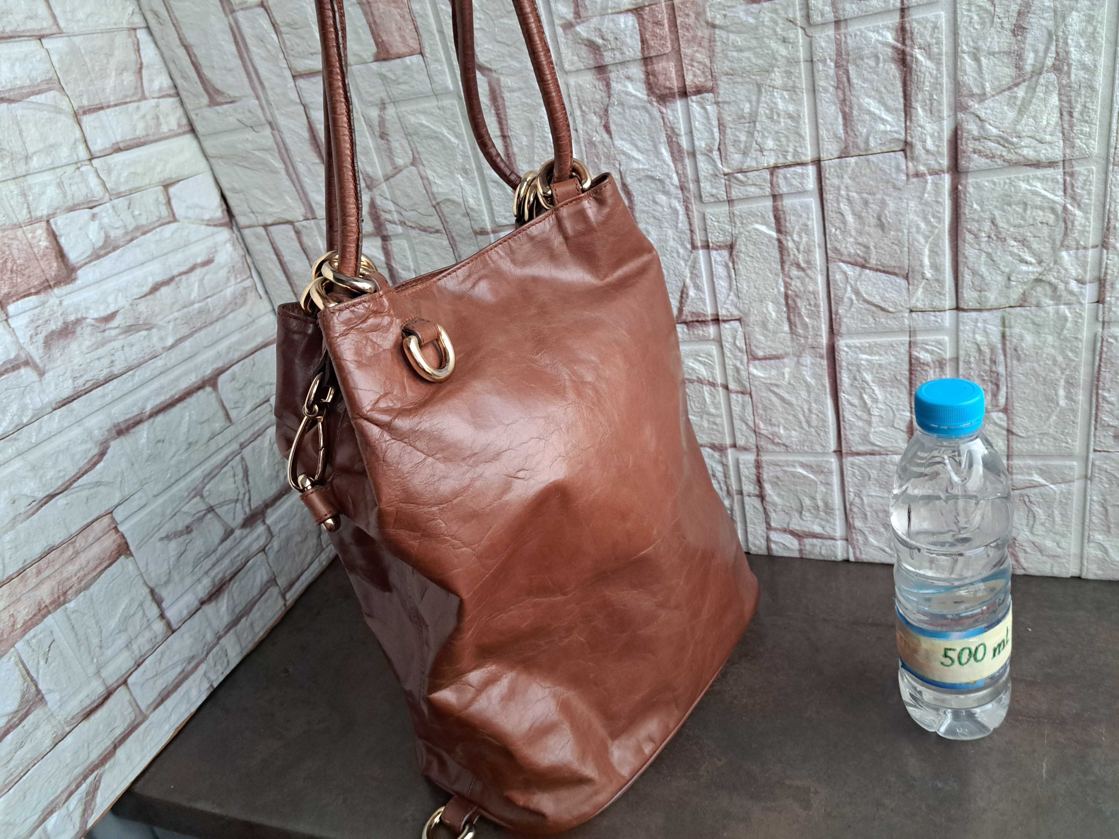 кафява чанта,раница торба-естествена кожа