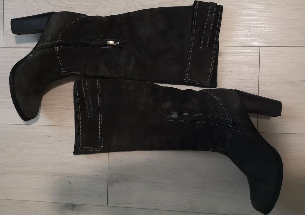 Дамски ботуши велур с висок ток