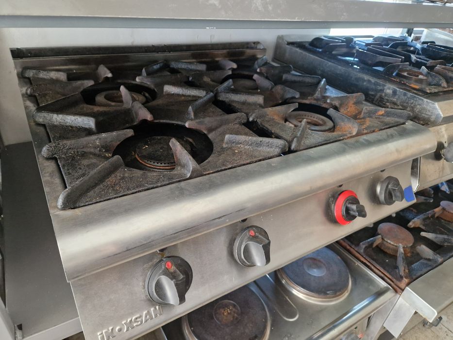 Aragaz inox, aparat de gatit cu 2 ochiuri si plita mare, 120x70 cm