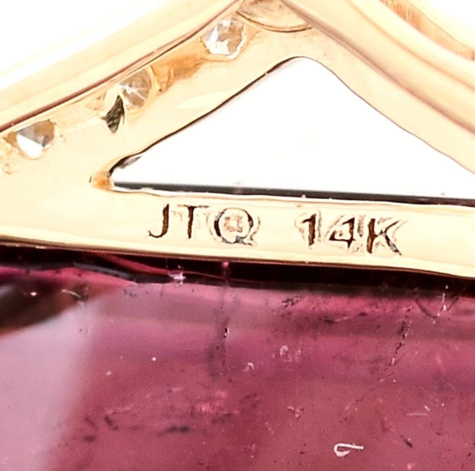Pandantiv din aur 18K cu rubellit natural 5.96 ct și diamante –
