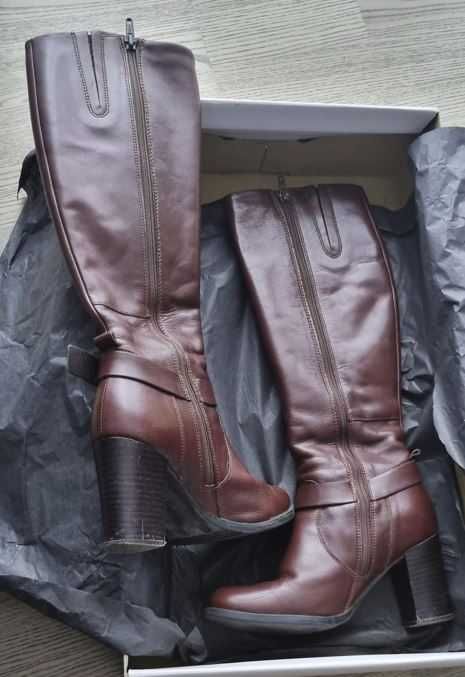 Cizme de piele naturala cu toc nr 36 model deosebit bordo burgundy