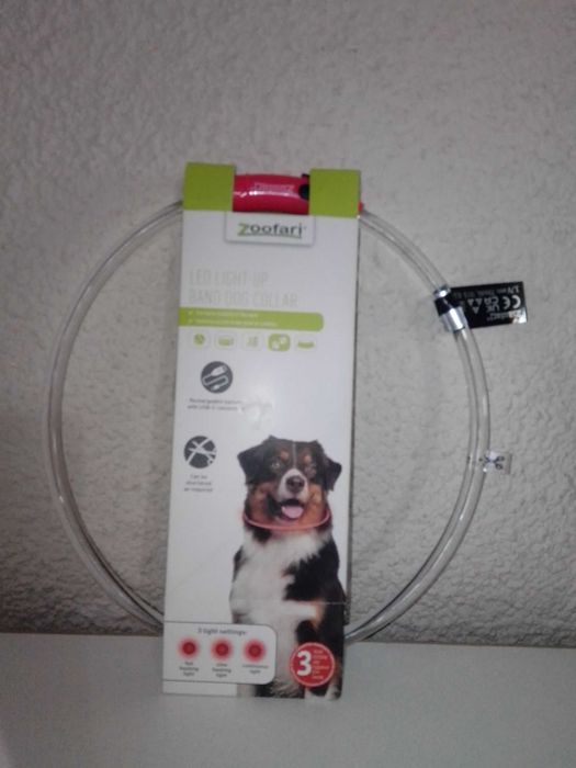 LED светещ нашийник с USB зареждане, обиколка на врата 20-65см.