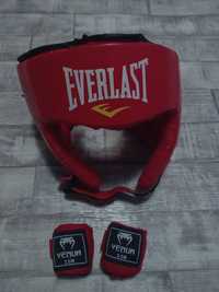 Боксерский набор: Шлем Everlast, бинт Venum