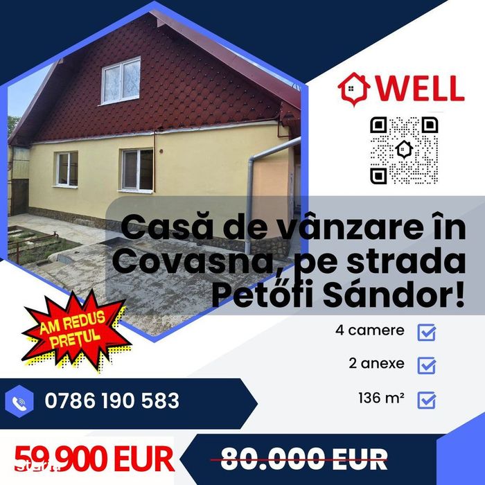 Casă de vânzare în Covasna, pe strada Petőfi Sándor!