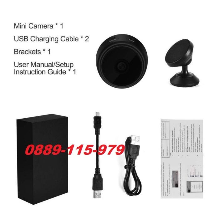 Безжична Mini FullHD WiFi камера с магнит за видеонаблюдение robocam