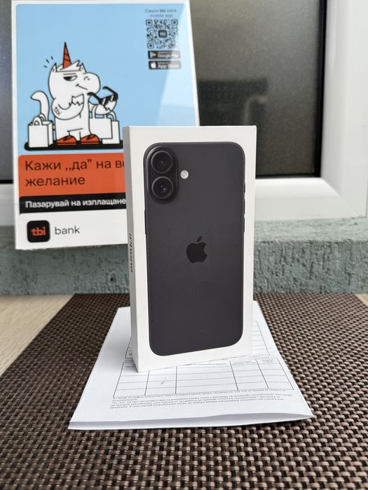 Нов*Iphone 16 Plus Лизинг от 56лв/м айфон 16+ Black
