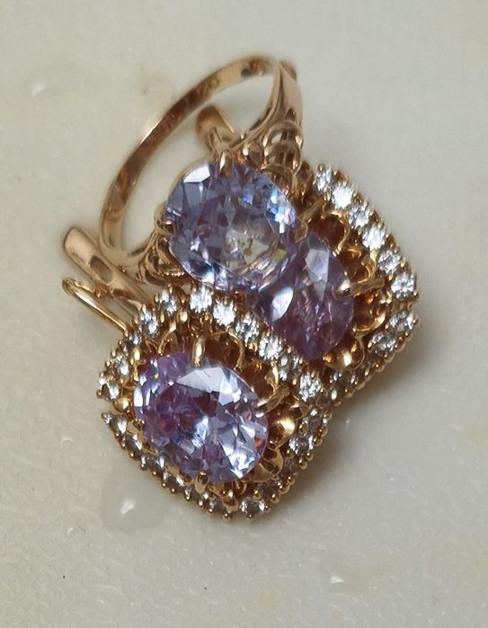 Золотой набор с александритом и фианитами