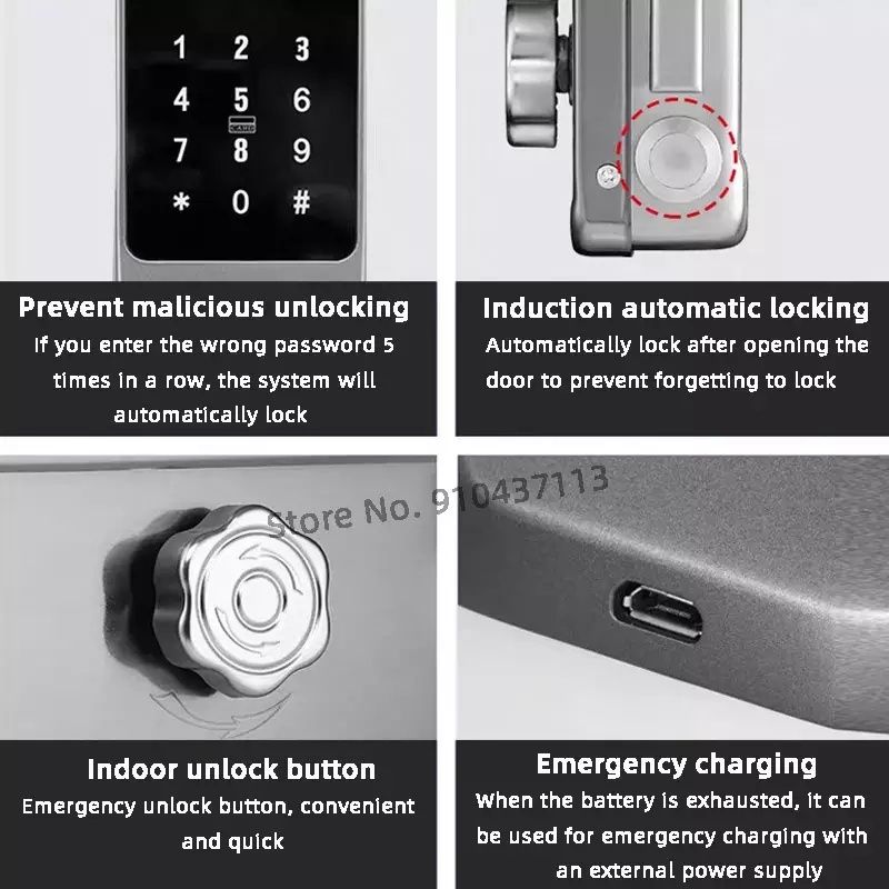 Smart замок, WiFi, отпечаткой пальца, парол, брелок, Smartlock