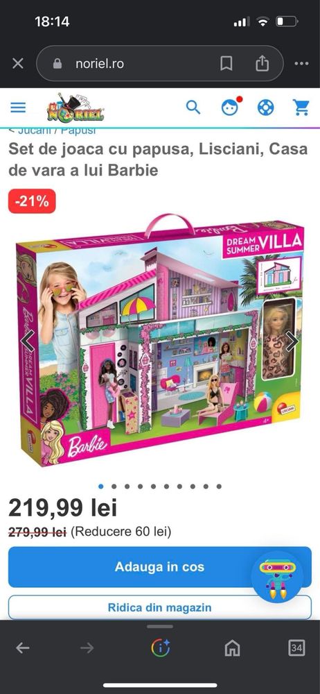 Set de joaca cu papusa, Lisciani, Casa de vara a lui Barbie Sigilată