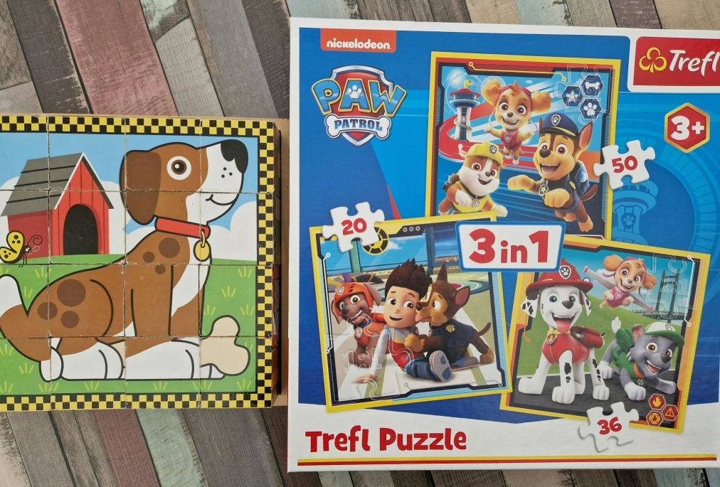 Puzzle cuburi de lemn, Patrula Cățelușilor