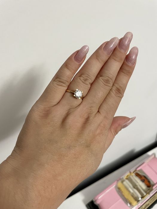 Inel logodna aur 14K cu cristal Swarowski in perfecta stare