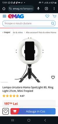 Lampa circulara Hama SpotLight 80, Ring Light 21cm, Mini-Trepied